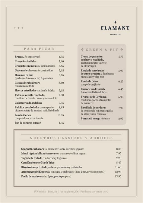 flamant restaurante|flamant menu.